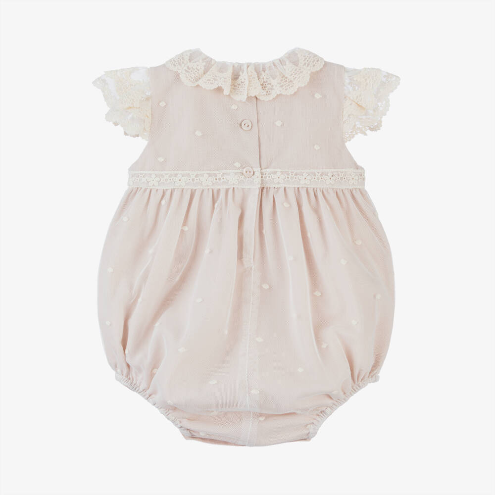 Artesanía Granlei-Baby Girls Beige Embroidered Tulle Shortie | Childrensalon Outlet