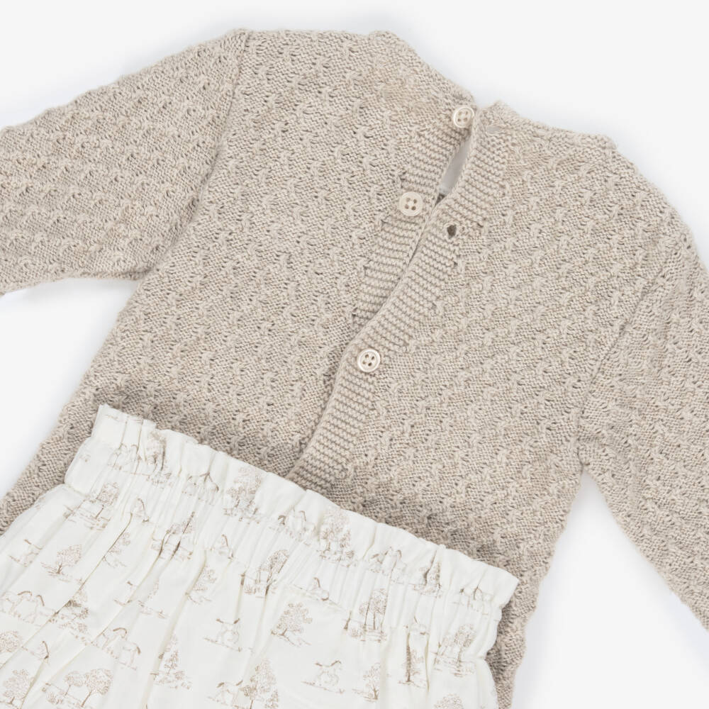 PAZ Rodríguez-Baby Girls Beige Knit Top & Ivory Shorts Set | Childrensalon Outlet