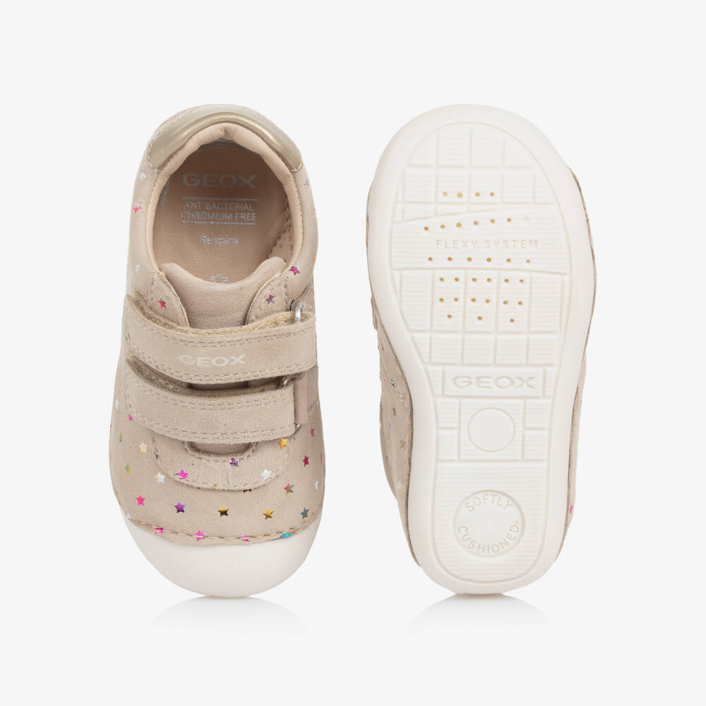 Geox-Baby Girls Beige & Metallic Star Leather First Walkers | Childrensalon Outlet