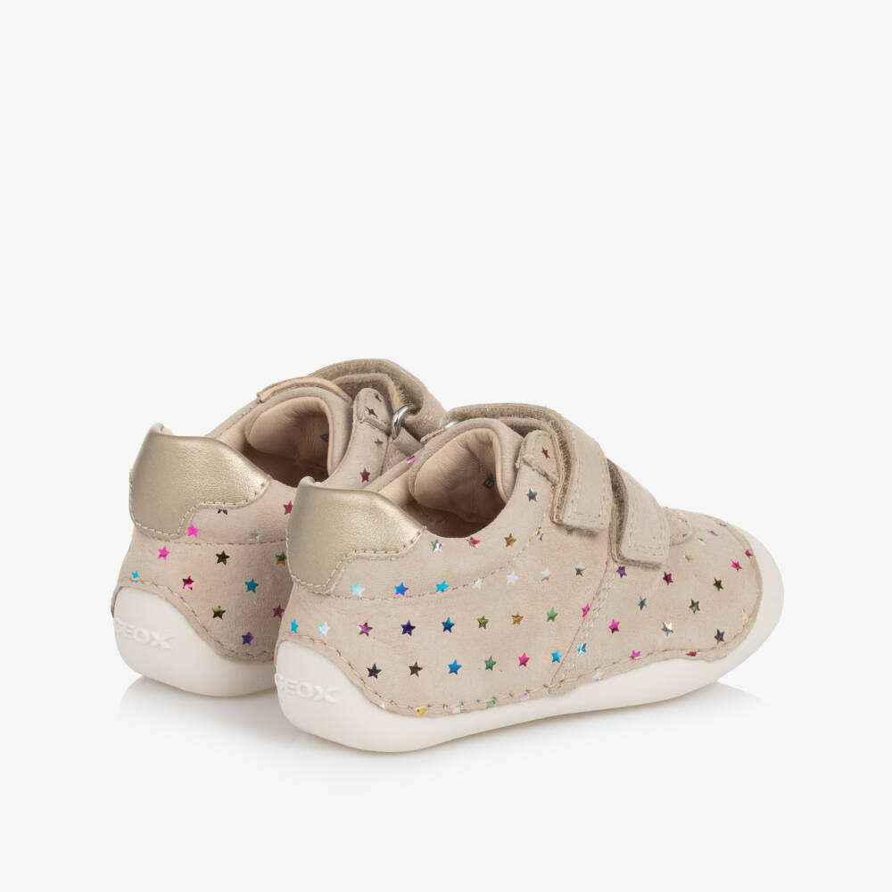 Geox-Baby Girls Beige & Metallic Star Leather First Walkers | Childrensalon Outlet