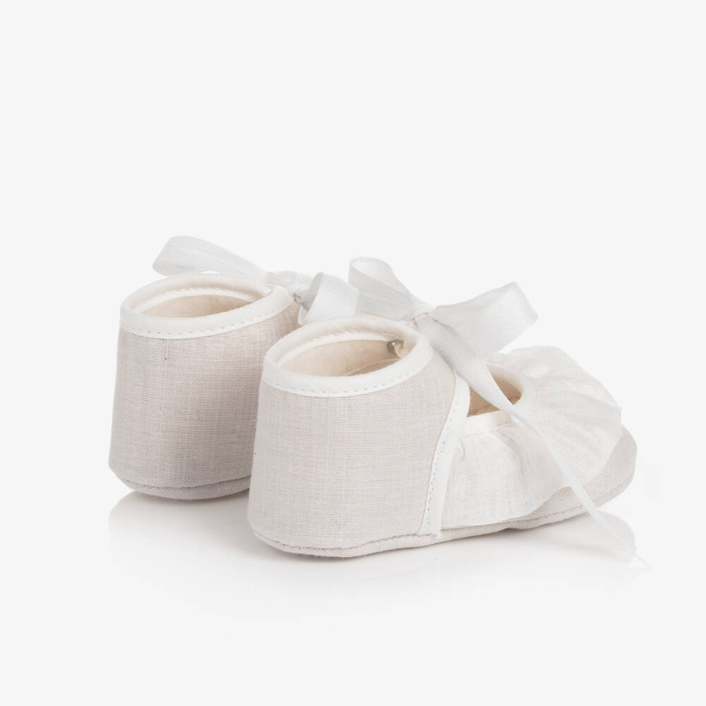 PAZ Rodríguez-Baby Girls Beige Ruffle Pre-Walker Shoes | Childrensalon Outlet