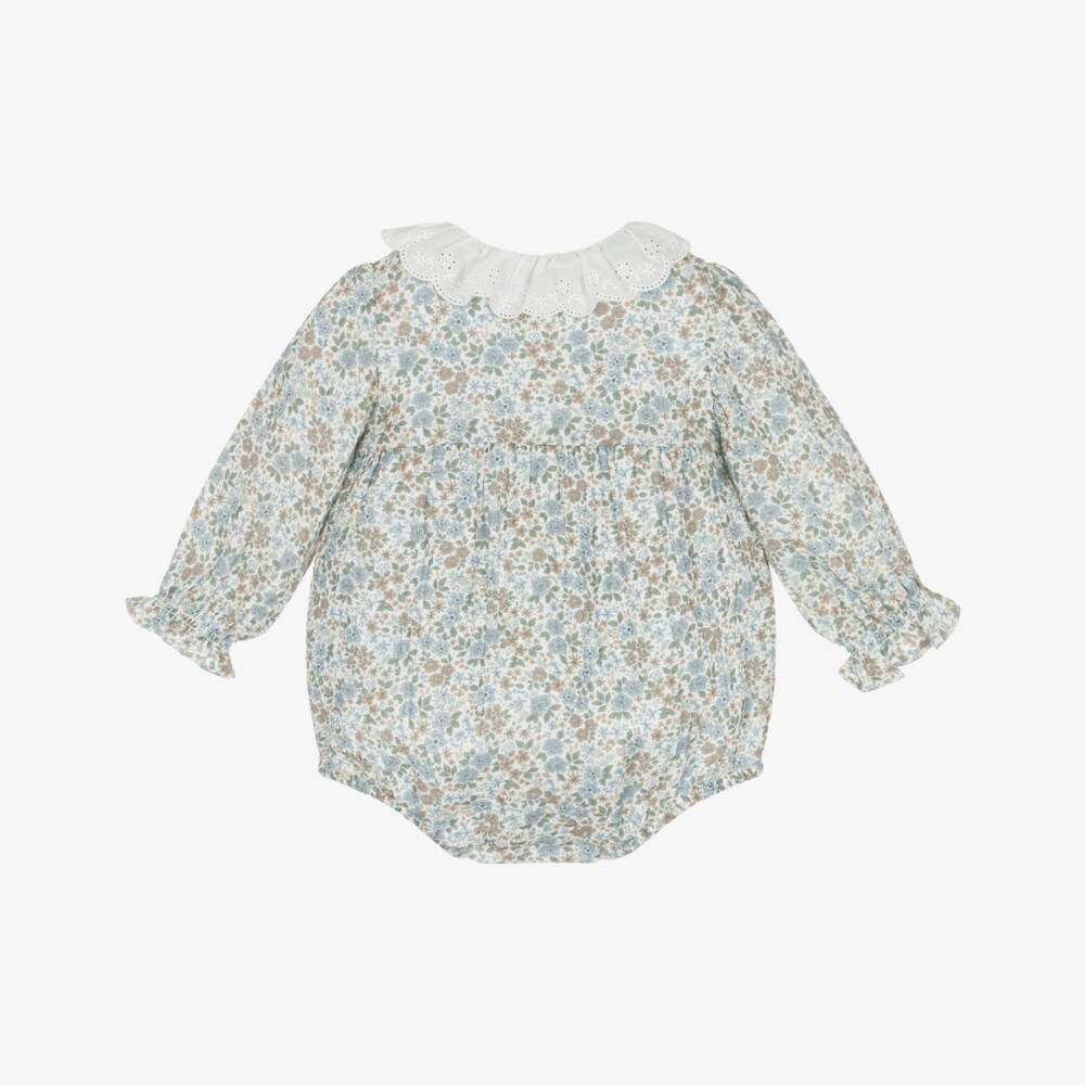 Dr. Kid-Baby Girls Blue Cotton Floral Print Shortie | Childrensalon Outlet