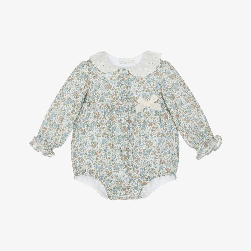 Dr. Kid-Baby Girls Blue Cotton Floral Print Shortie | Childrensalon Outlet