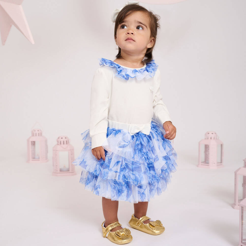 Angel's Face-Baby Girls Blue Floral Tulle Skirt | Childrensalon Outlet