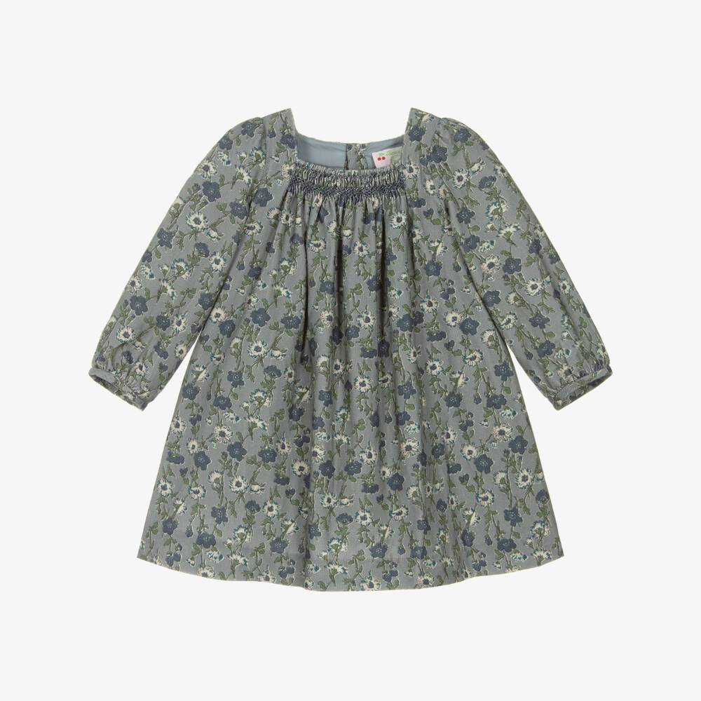 Bonpoint-Baby Girls Blue Liberty Floral Fabric Needlecord Dress | Childrensalon Outlet