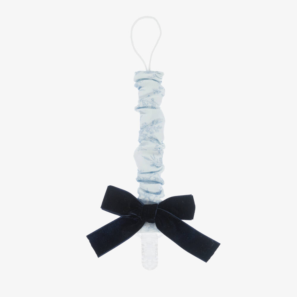 Phi Clothing-Baby Girls Blue Toile de Jouy Dummy Clip | Childrensalon Outlet