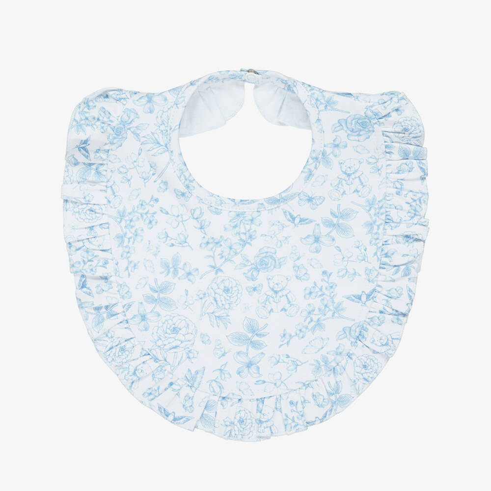 My Little Pie-Baby Girls Blue & White Supima Cotton Chloe Bib | Childrensalon Outlet
