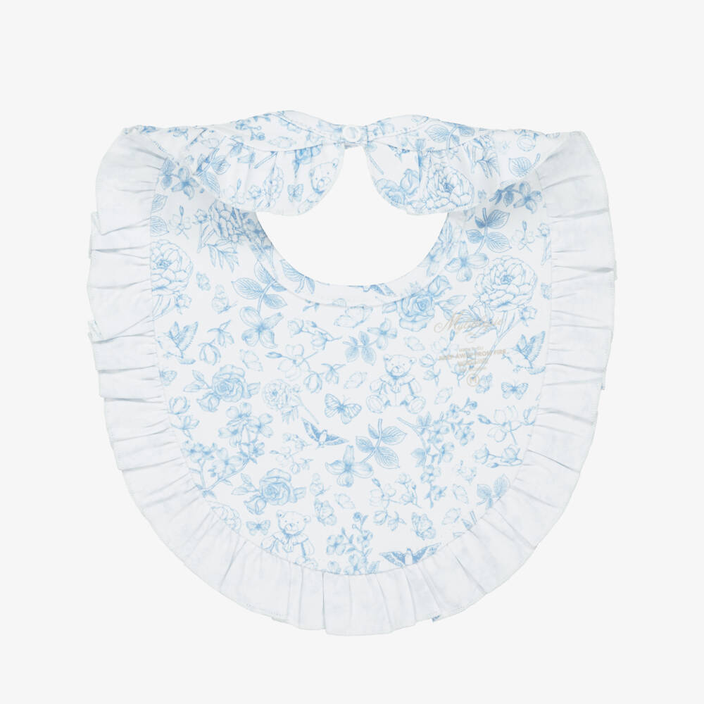 My Little Pie-Baby Girls Blue & White Supima Cotton Chloe Bib | Childrensalon Outlet