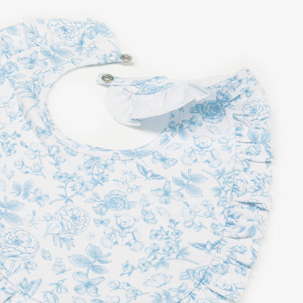My Little Pie-Baby Girls Blue & White Supima Cotton Chloe Bib | Childrensalon Outlet