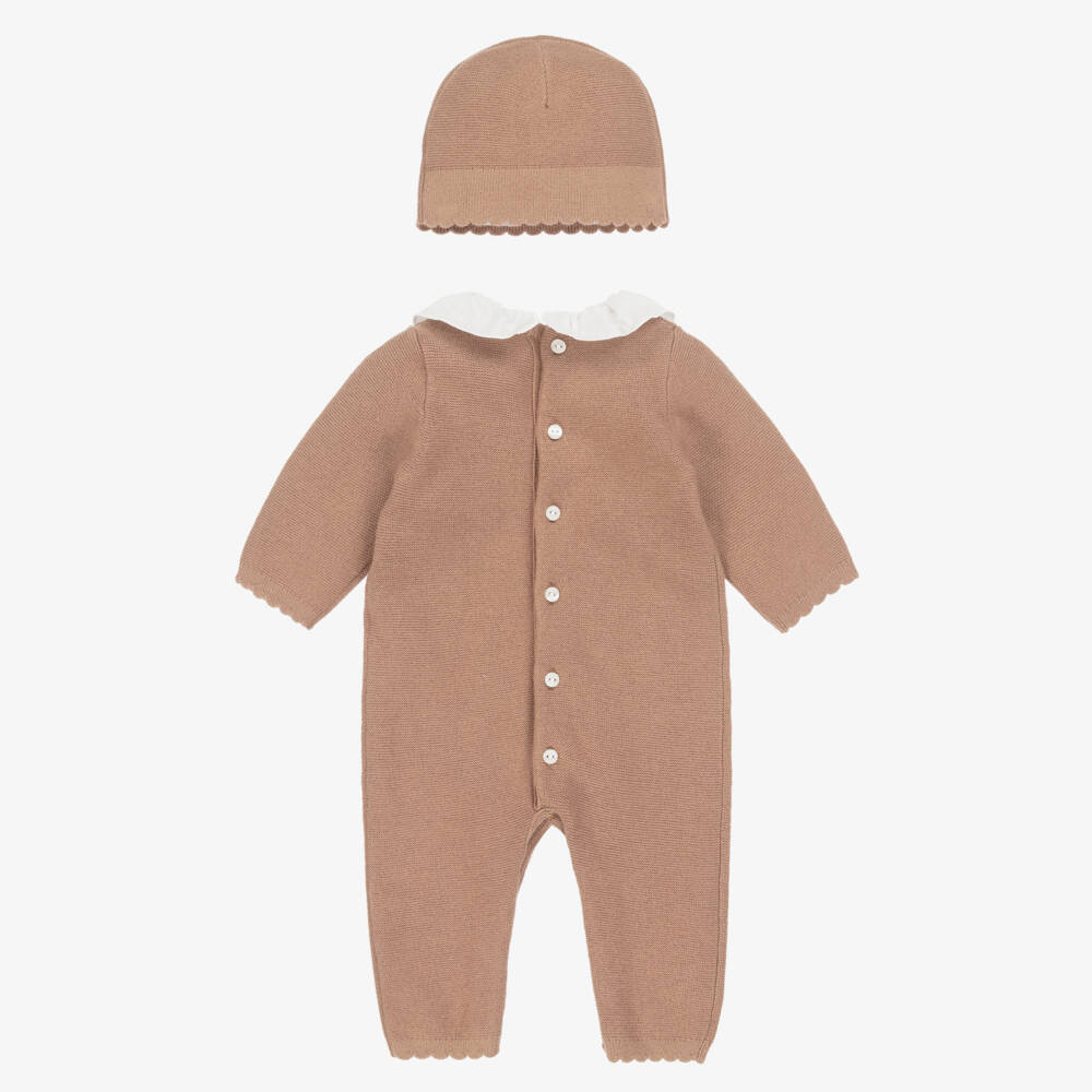 Chloé-Baby Girls Brown Cotton Knit Babysuit Set | Childrensalon Outlet