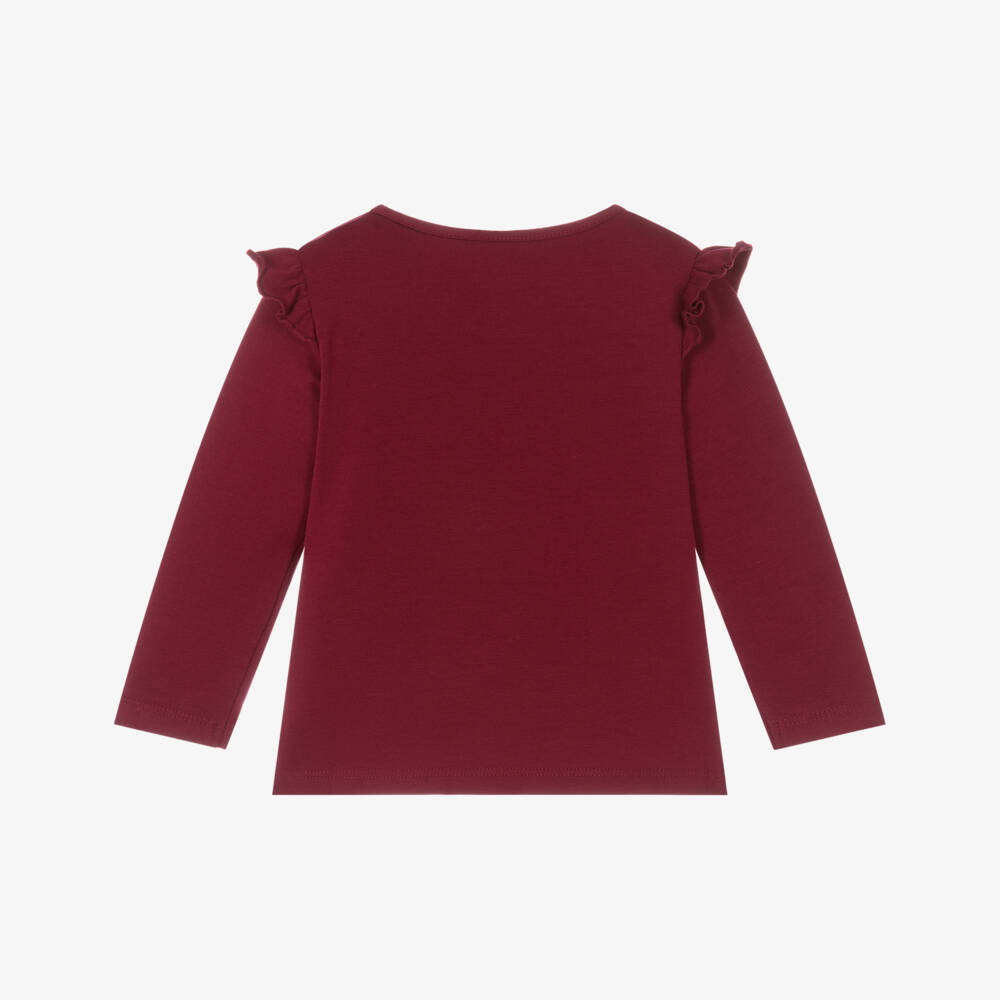 Guess-Baby Girls Burgundy Red Cotton Monogram Top | Childrensalon Outlet
