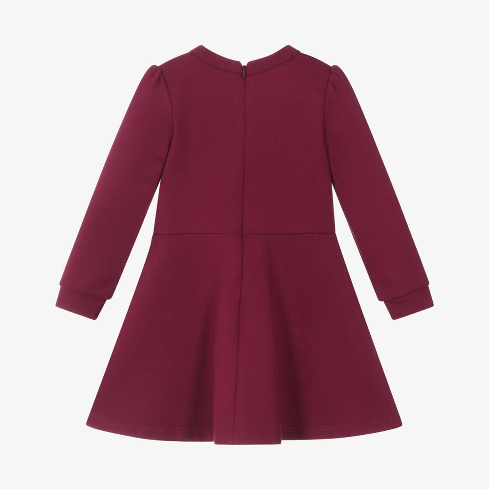 Guess-Baby Girls Burgundy Red Jersey Dress with Gold Sequin Logo | Childrensalon Outlet