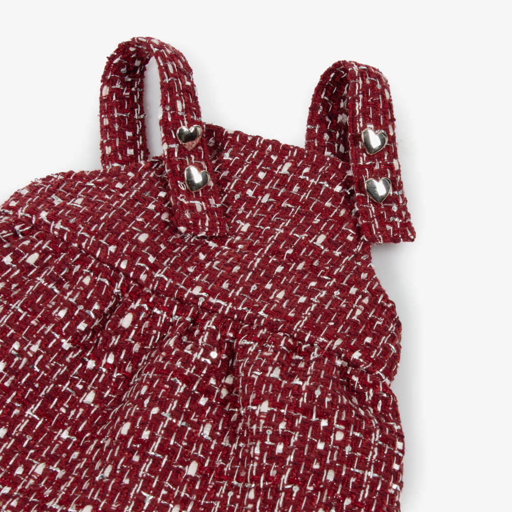 Guess-Baby Girls Burgundy Tweed Pinafore Dress Set | Childrensalon Outlet