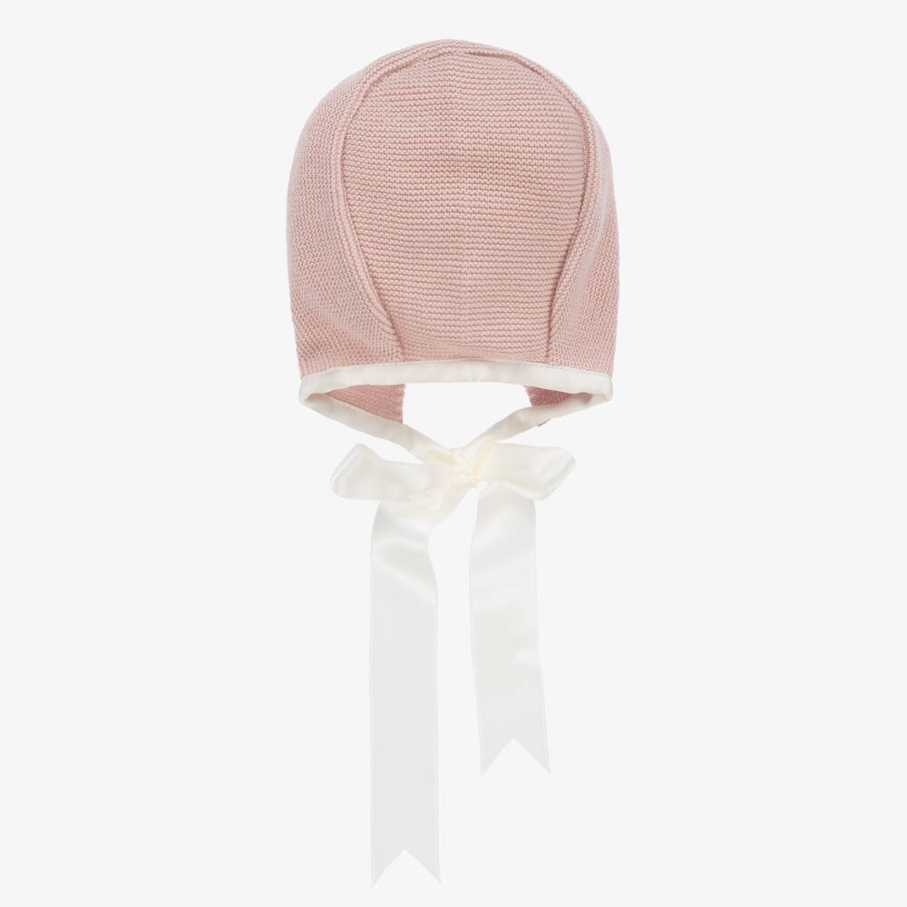 Mebi-Baby Girls Dusky Pink Knitted Cotton Bonnet | Childrensalon Outlet