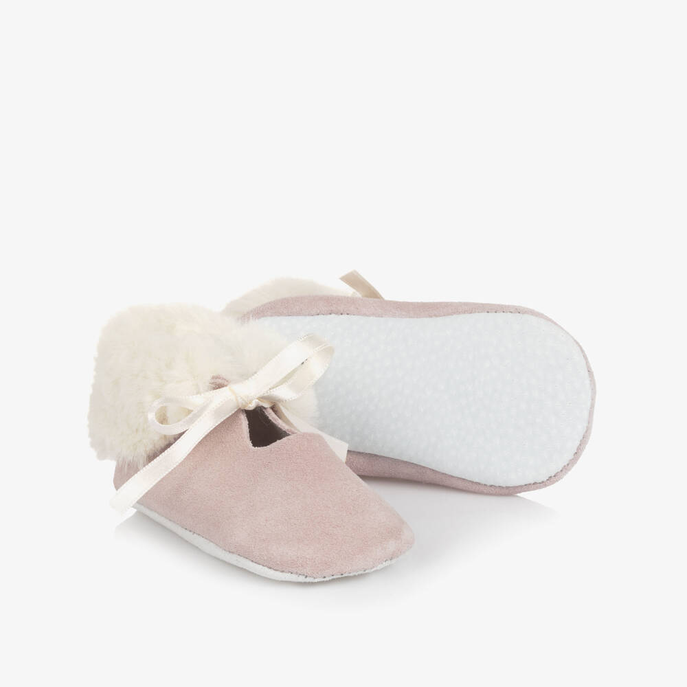Tartine et Chocolat-Baby Girls Dusky Pink Suede Leather Pre-Walkers | Childrensalon Outlet