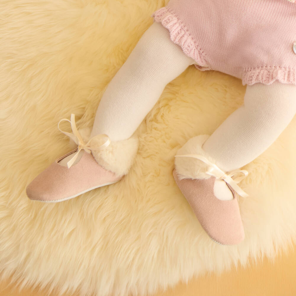 Tartine et Chocolat-Baby Girls Dusky Pink Suede Leather Pre-Walkers | Childrensalon Outlet