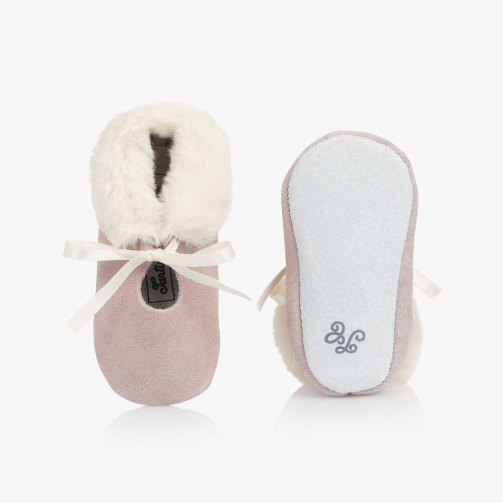 Tartine et Chocolat-Baby Girls Dusky Pink Suede Leather Pre-Walkers | Childrensalon Outlet