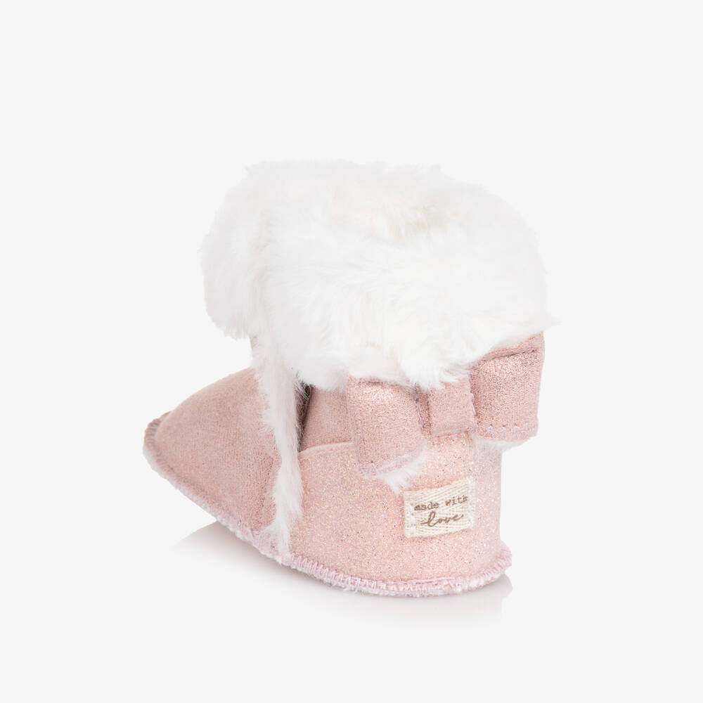 Mayoral Newborn-Baby Girls Glittery Pink Faux Leather Pre-Walker Boots | Childrensalon Outlet