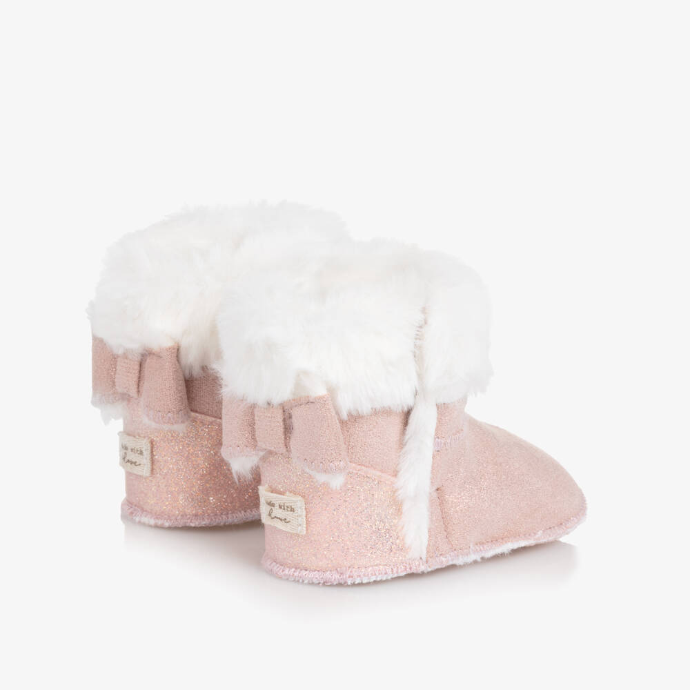 Mayoral Newborn-Baby Girls Glittery Pink Faux Leather Pre-Walker Boots | Childrensalon Outlet