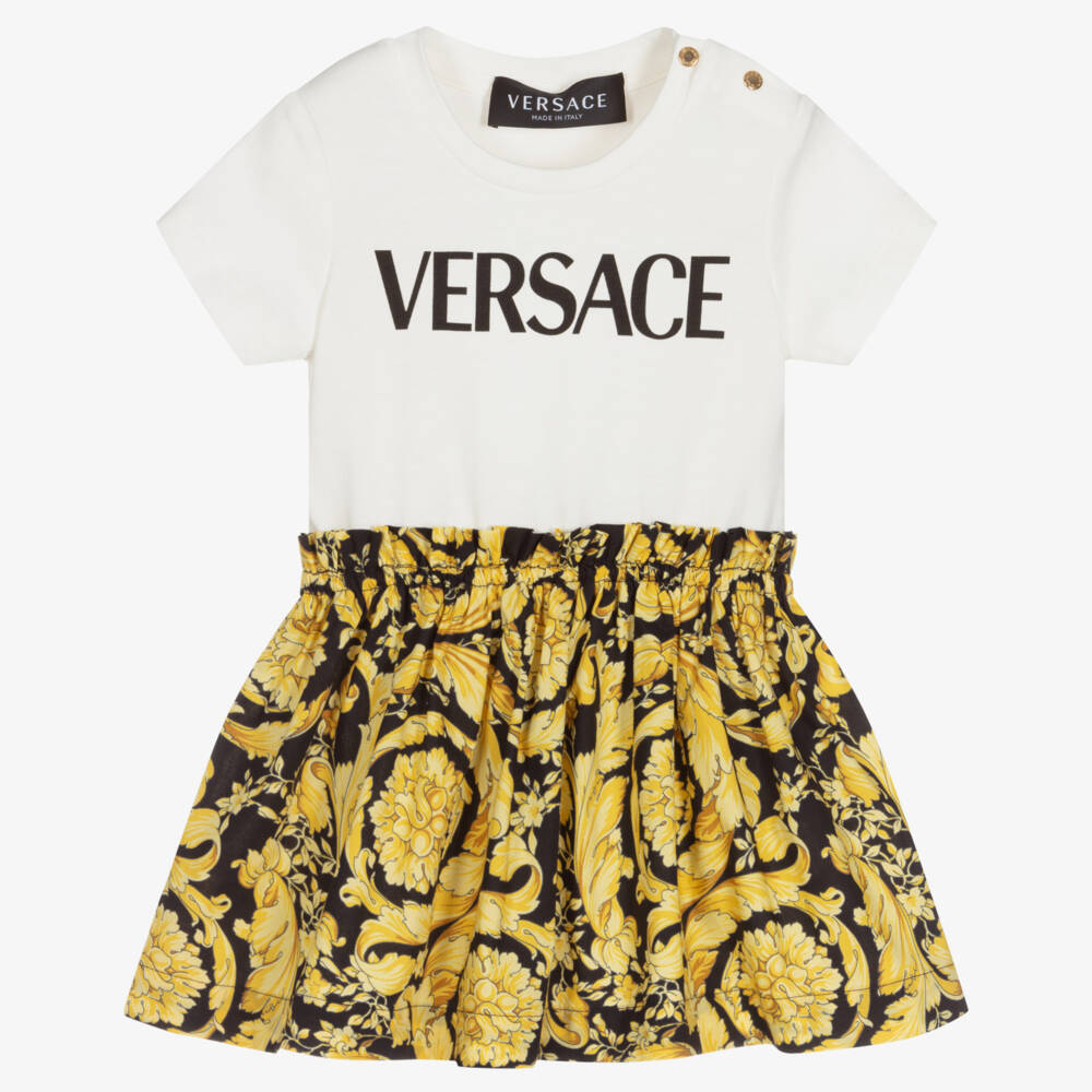 Versace-Baby Girls Gold Barocco Dress | Childrensalon Outlet
