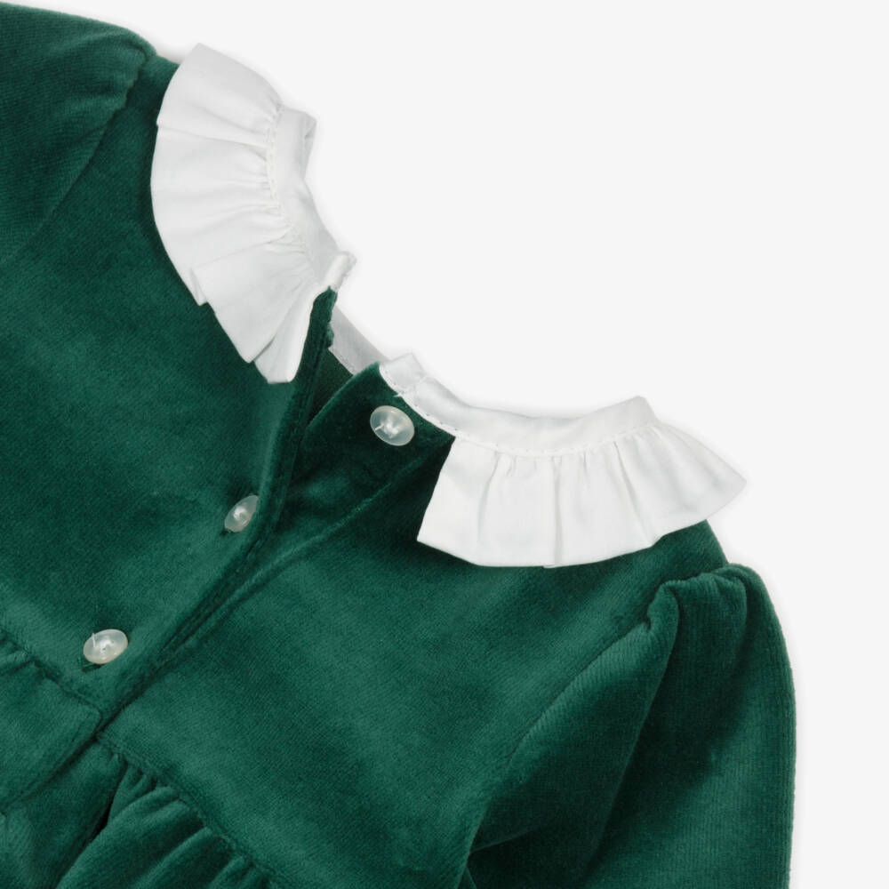 Little Me-Baby Girls Green Velour Shortie Set | Childrensalon Outlet