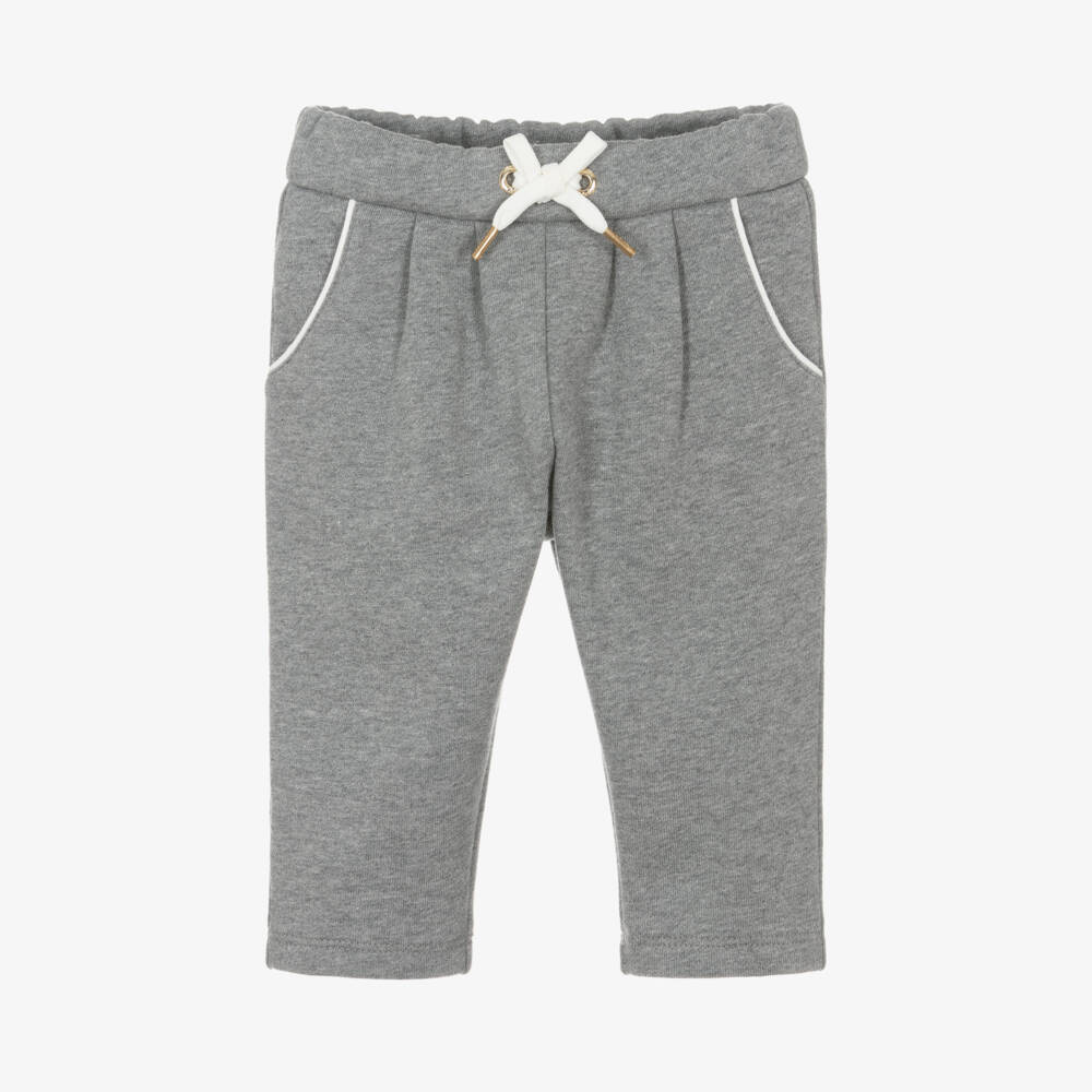 Chloé-Baby Girls Grey Cotton Embroidered Logo Joggers | Childrensalon Outlet