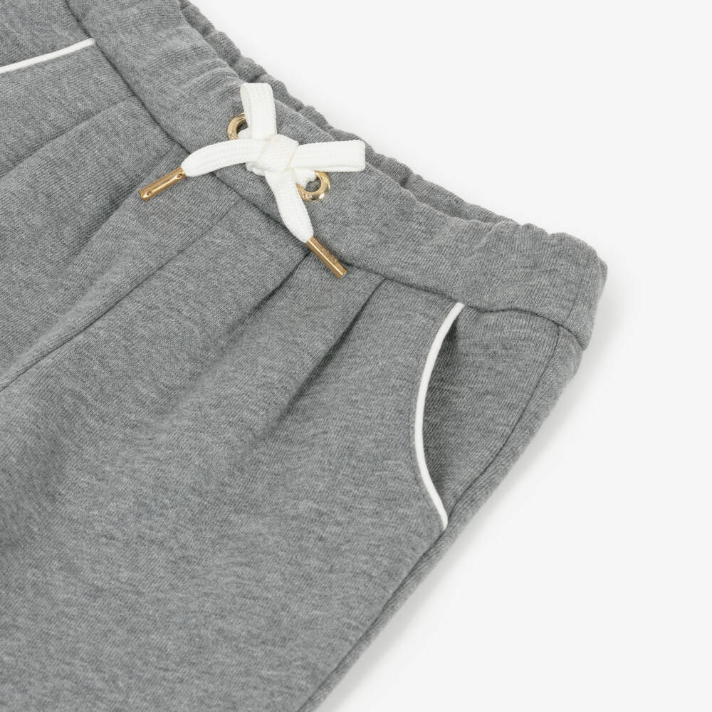 Chloé-Baby Girls Grey Cotton Embroidered Logo Joggers | Childrensalon Outlet