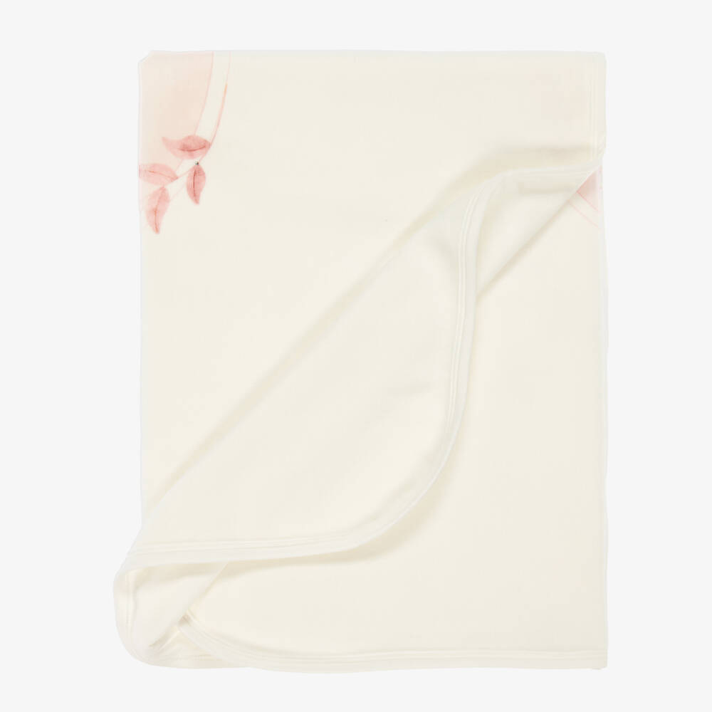 Jamiks-Baby Girls Ivory Ballerina Bunny Velour Blanket (85cm) | Childrensalon Outlet