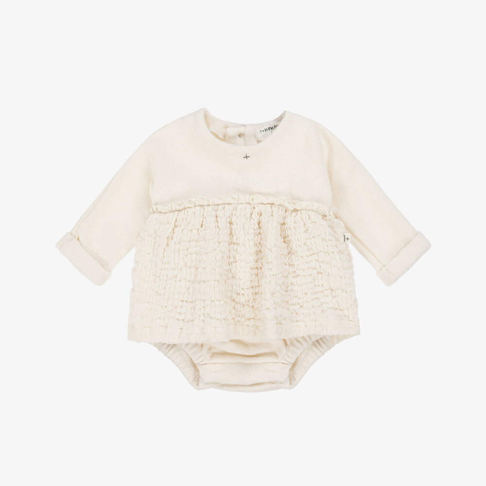 1 + in the family-Кремовое вязаное платье-боди для девочек | Childrensalon Outlet