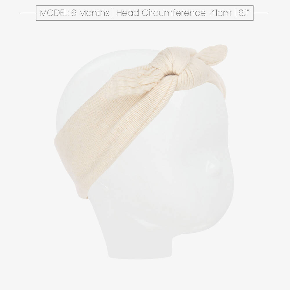 1 + in the family-Baby Girls Ivory Cotton Knit Bow Headband | Childrensalon Outlet