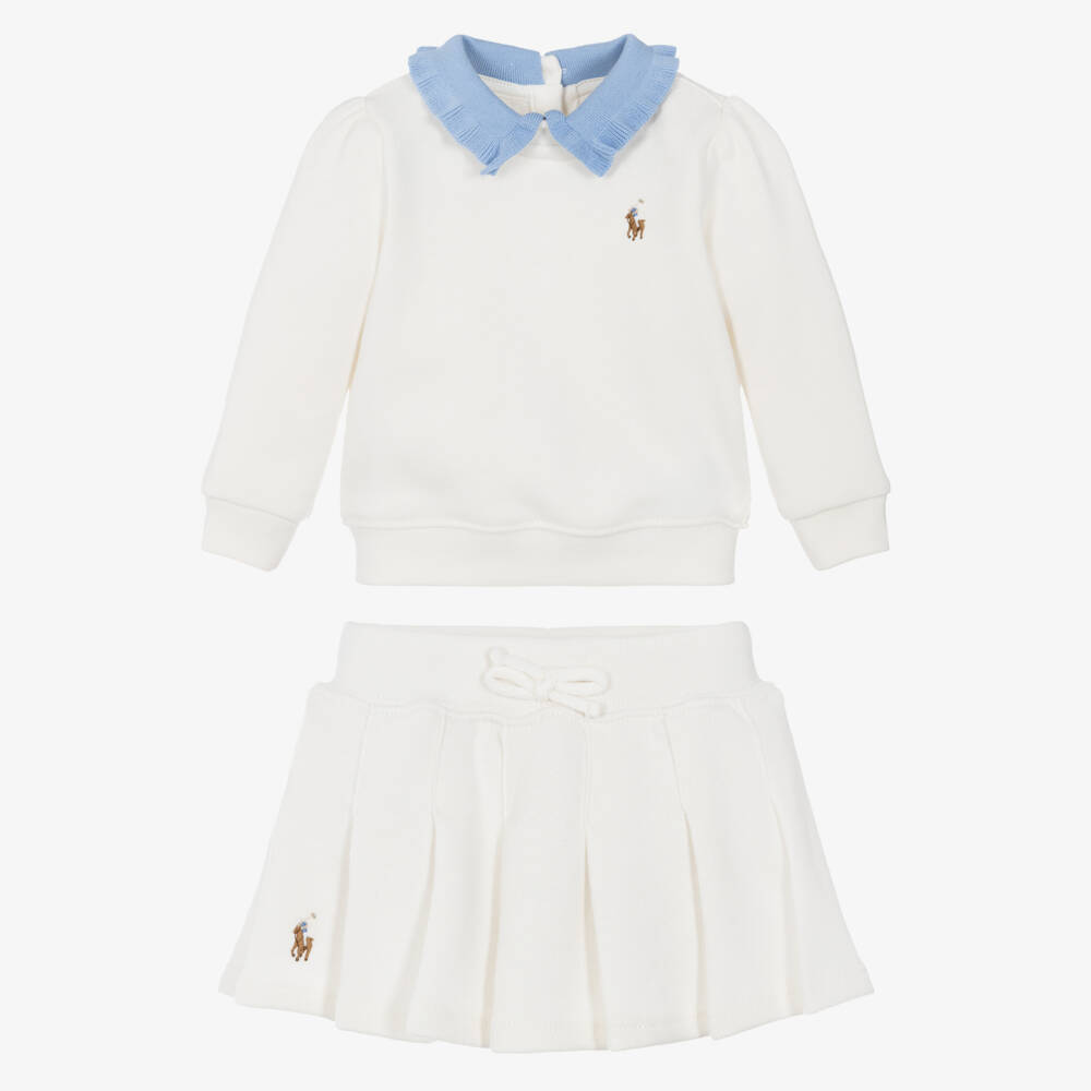 Ralph Lauren-Baby Girls Ivory Cotton Sweatshirt & Skirt Set | Childrensalon Outlet