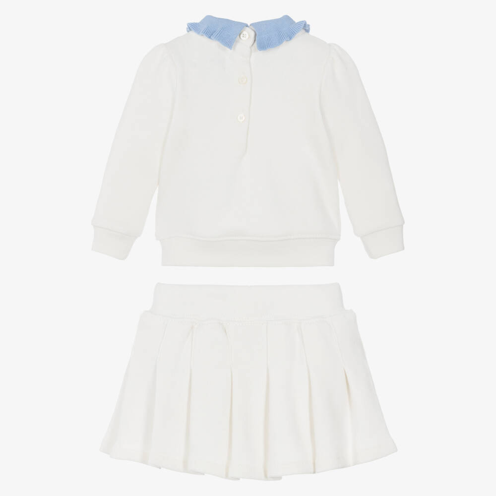 Ralph Lauren-Baby Girls Ivory Cotton Sweatshirt & Skirt Set | Childrensalon Outlet