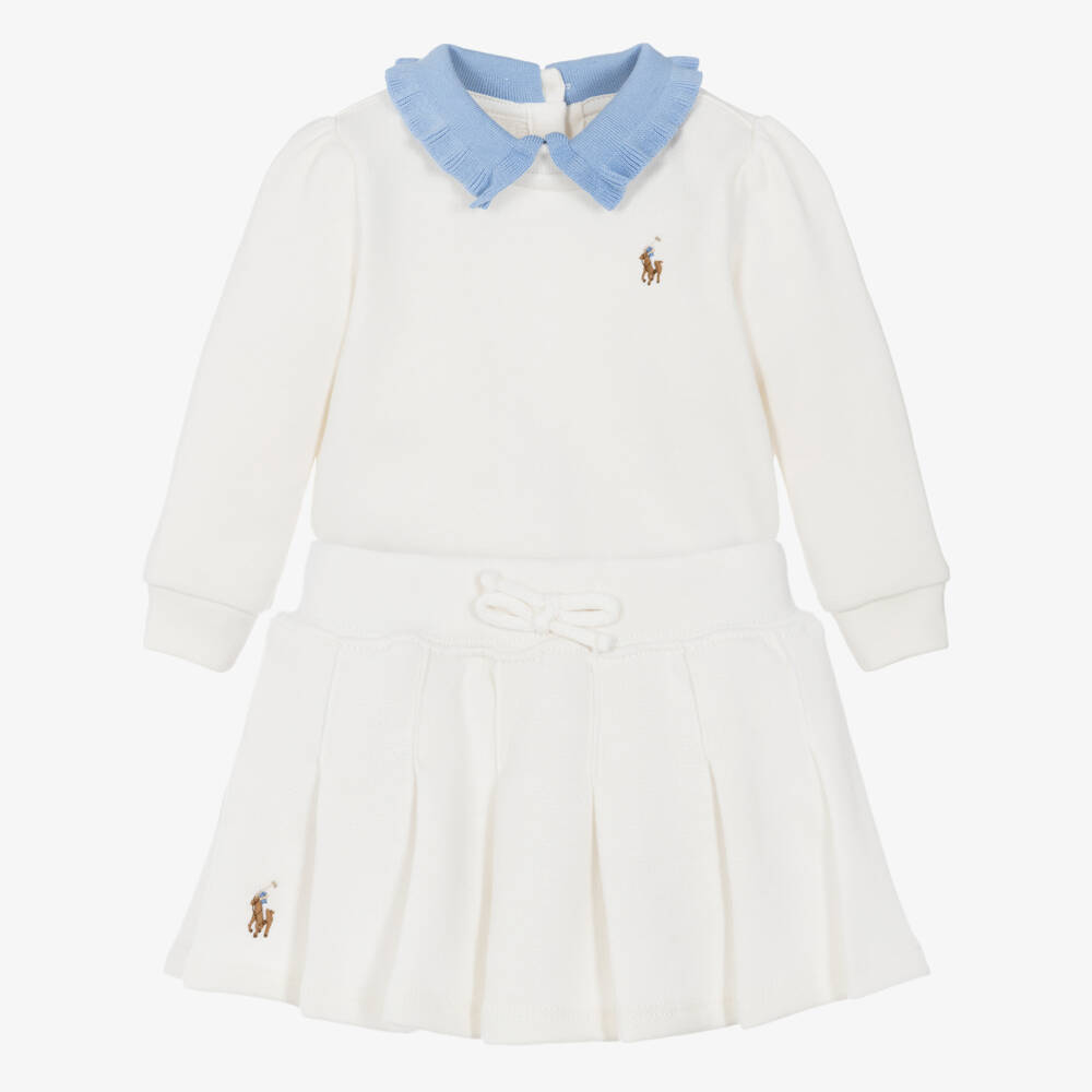 Ralph Lauren-Baby Girls Ivory Cotton Sweatshirt & Skirt Set | Childrensalon Outlet