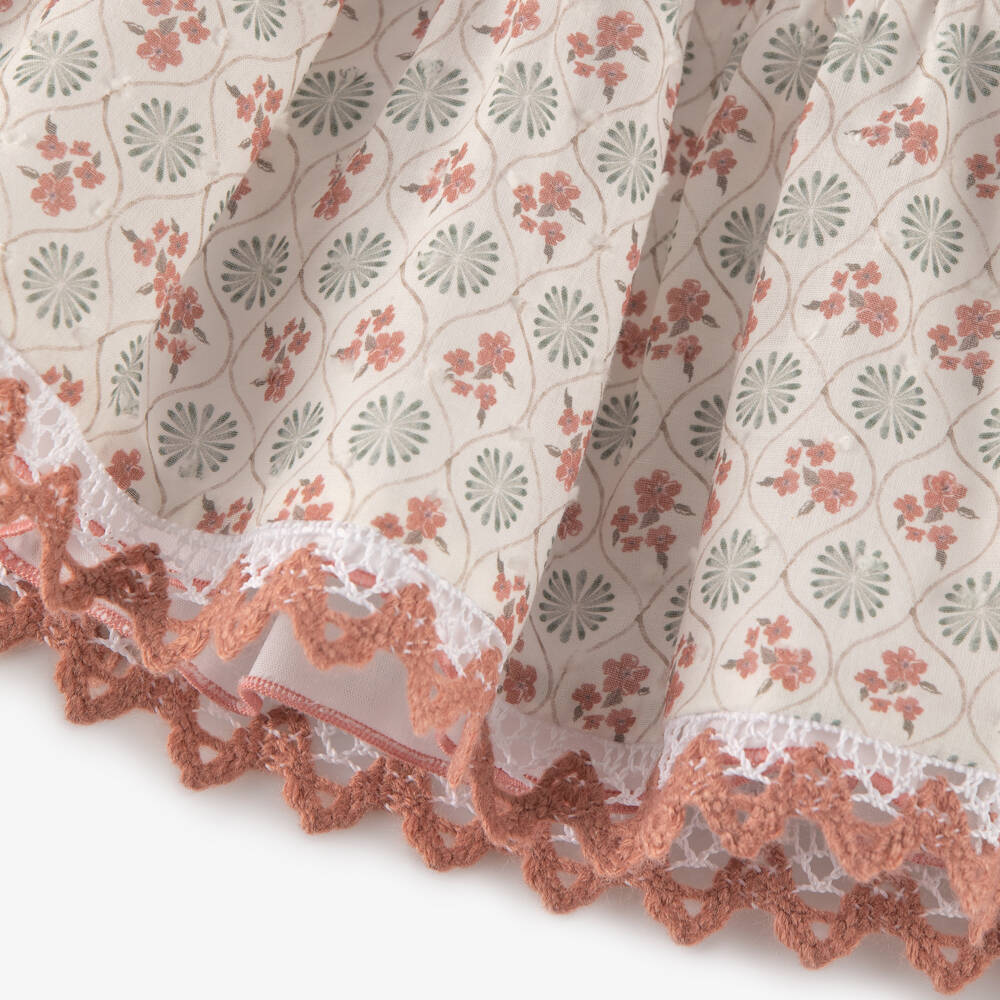 Miranda-Baby Girls Ivory Floral Cotton Long-Sleeved Dress | Childrensalon Outlet