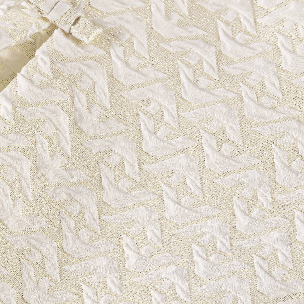 Emporio Armani-Baby Girls Ivory & Gold Eagle Logo Dress with Bows | Childrensalon Outlet