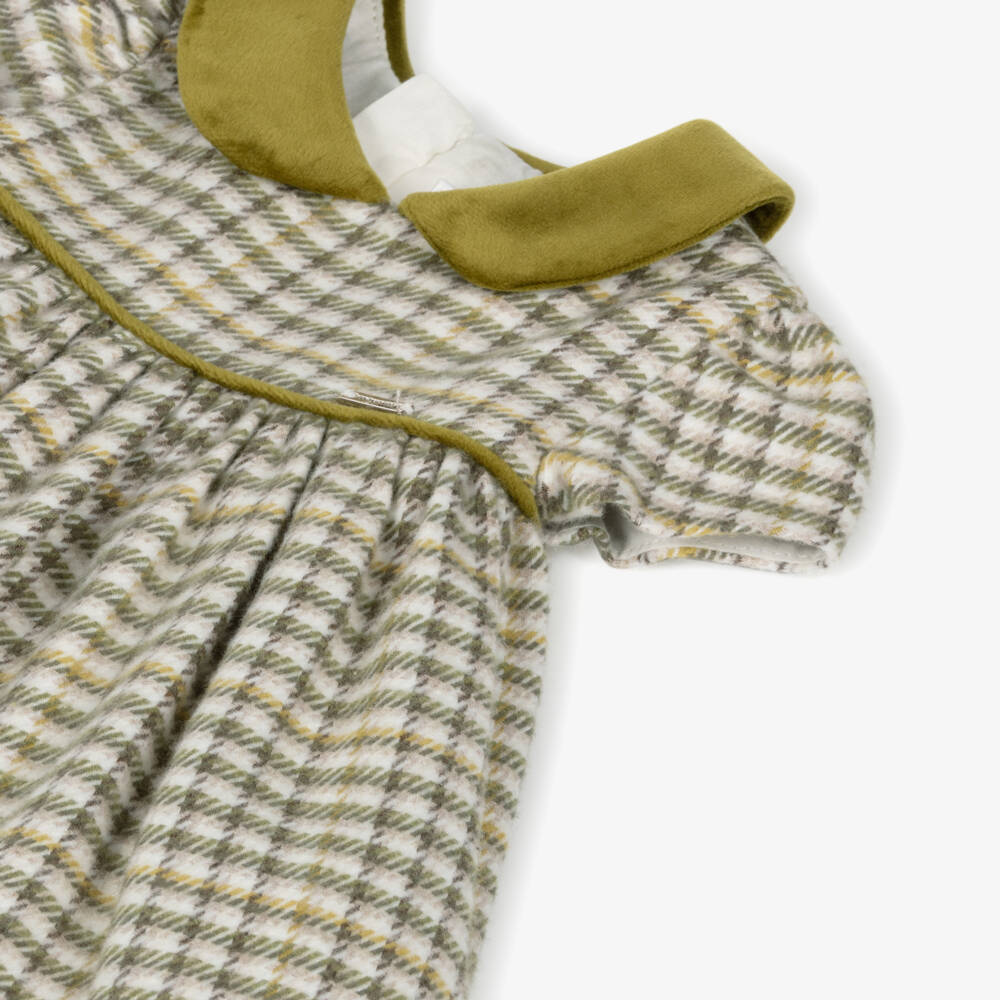 Mayoral Newborn-Baby Girls Ivory & Green Check Dress | Childrensalon Outlet