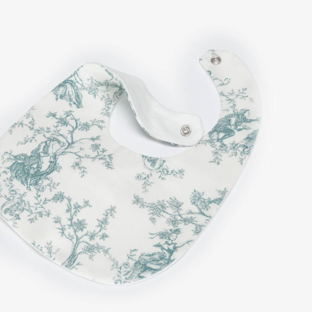 Pureté Du... Bébé-Baby Girls Ivory & Green Toile de Jouy Bib | Childrensalon Outlet