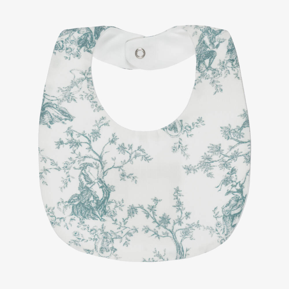Pureté Du... Bébé-Baby Girls Ivory & Green Toile de Jouy Bib | Childrensalon Outlet