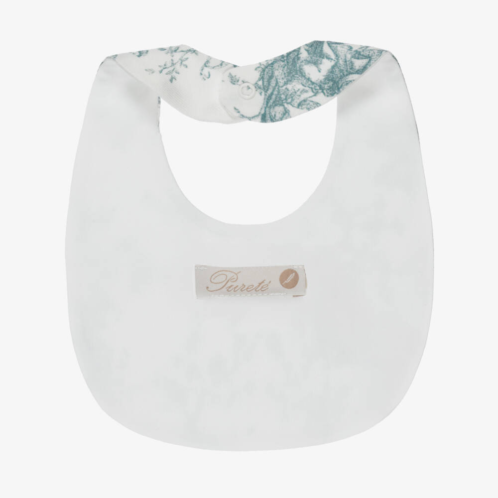 Pureté Du... Bébé-Baby Girls Ivory & Green Toile de Jouy Bib | Childrensalon Outlet