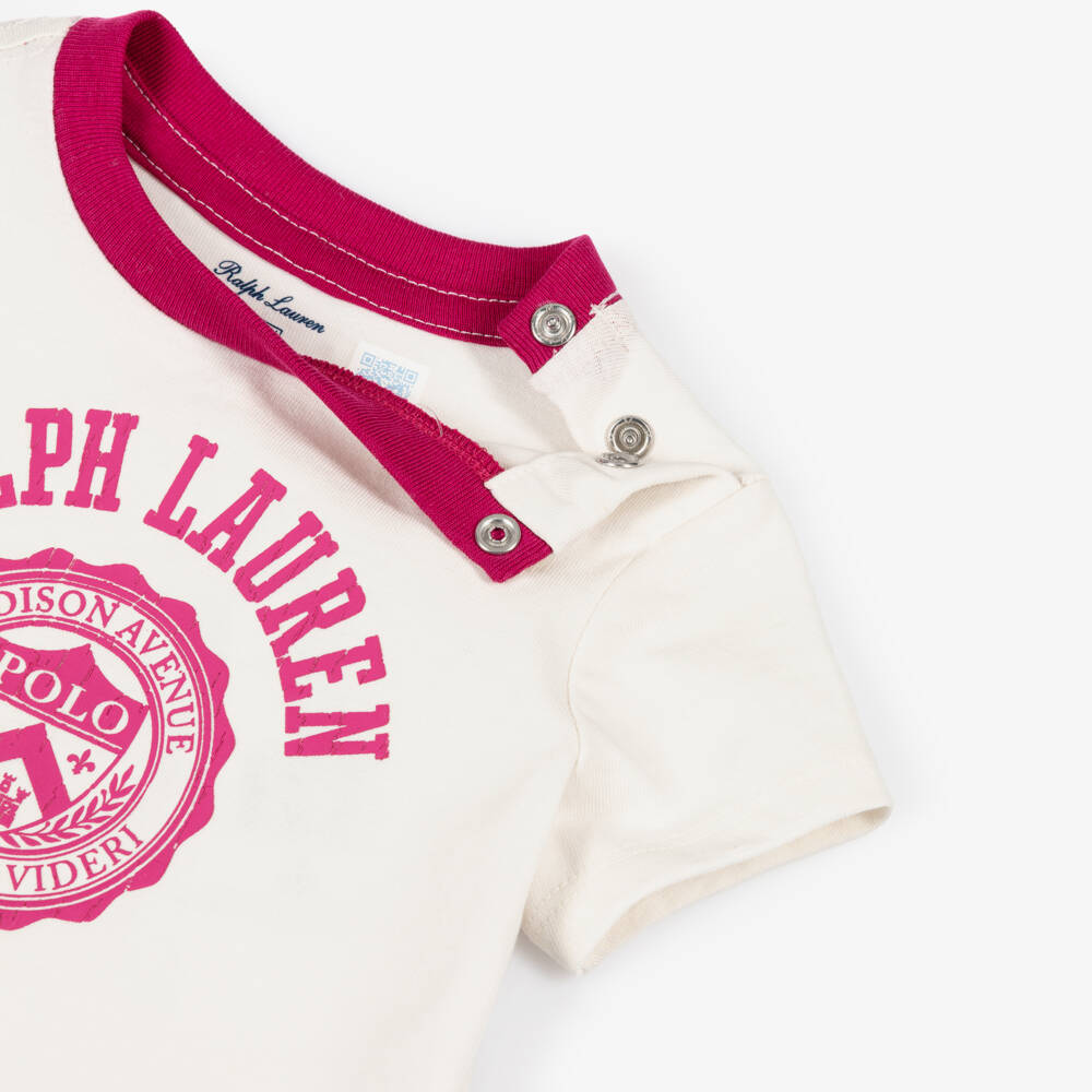 Ralph Lauren-Baby Girls Ivory Jersey Zip-Up Tracksuit Set | Childrensalon Outlet