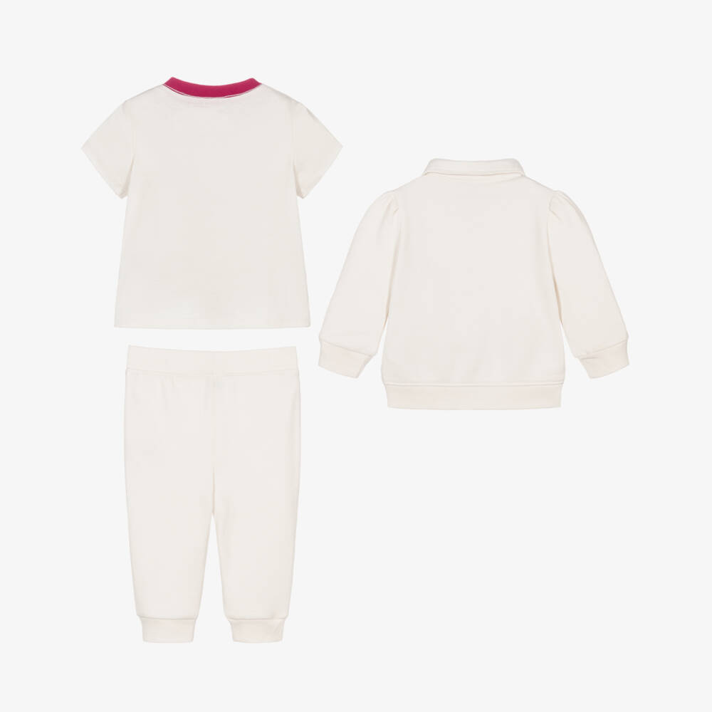 Ralph Lauren-Baby Girls Ivory Jersey Zip-Up Tracksuit Set | Childrensalon Outlet