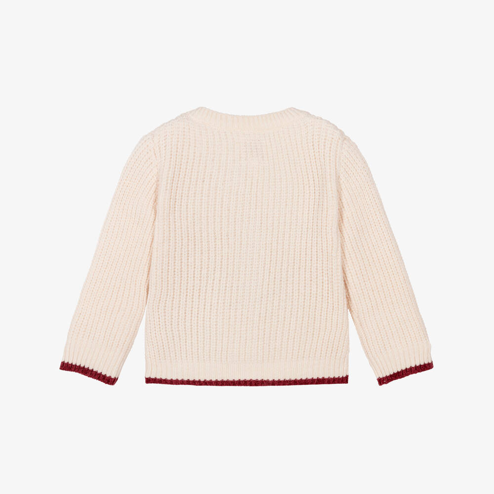 Guess-Baby Girls Ivory Knitted Cardigan with Sequin Logo | Childrensalon Outlet