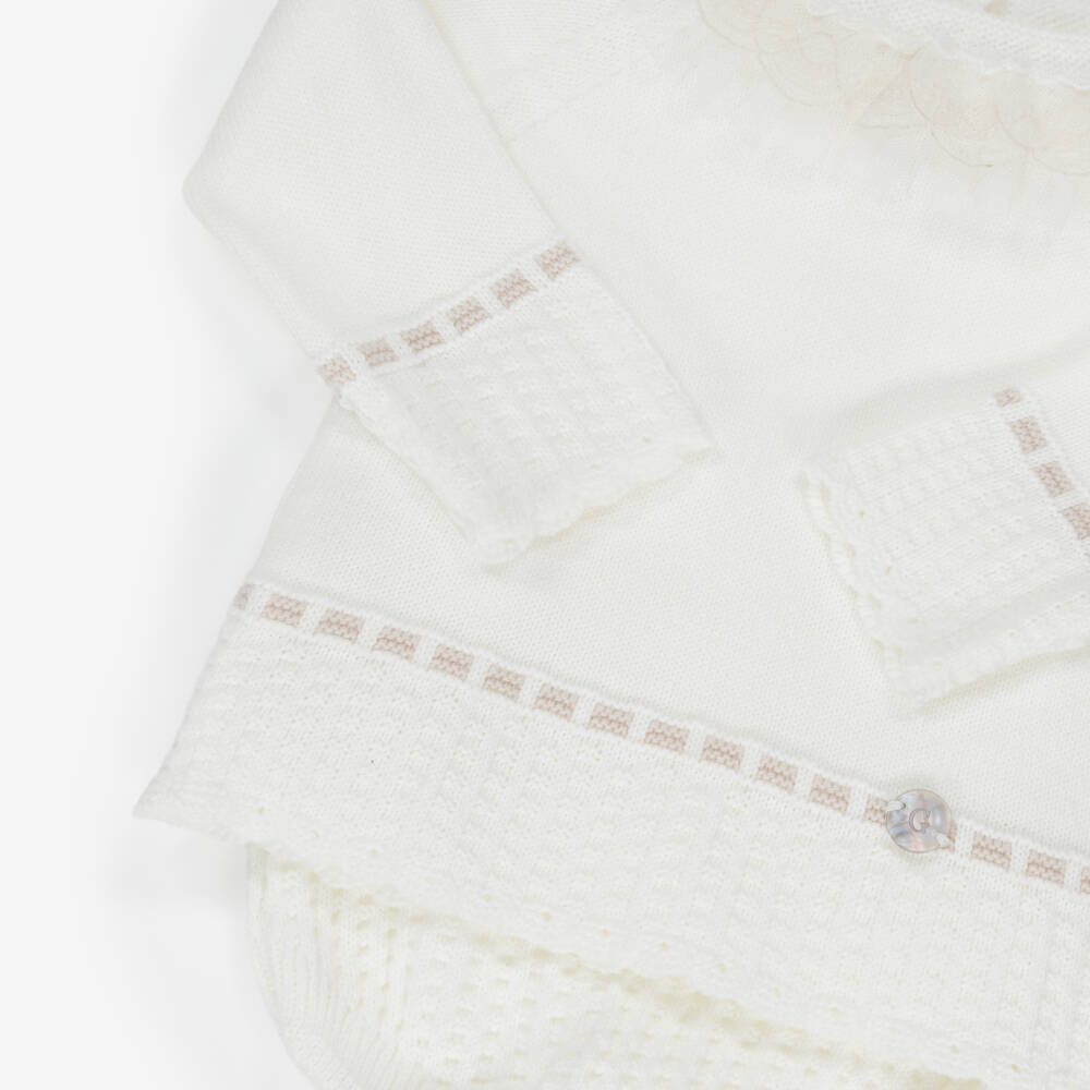 Artesanía Granlei-Baby Girls Ivory Knitted Shorts Set | Childrensalon Outlet