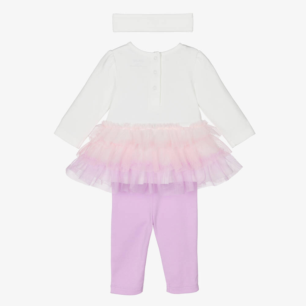 Little Me-Baby Girls Ivory & Lilac Tulle Cotton Jersey Leggings Set | Childrensalon Outlet