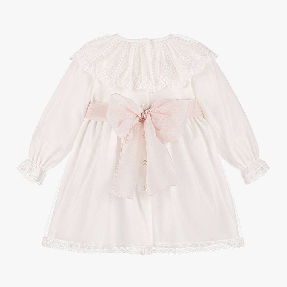 Artesanía Granlei-Baby Girls Ivory Long Sleeve Tulle Dress | Childrensalon Outlet