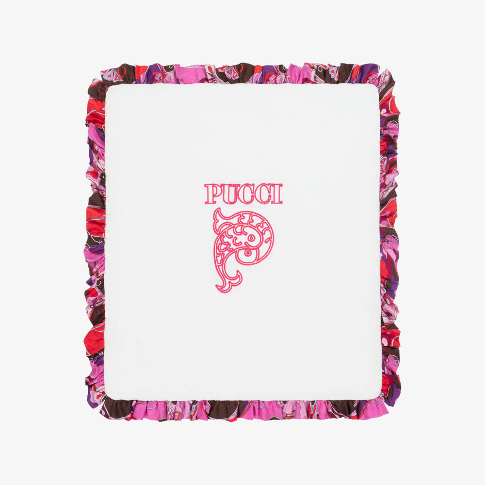 PUCCI-Baby Girls Ivory Orchidee Ruffle Padded Blanket (90cm) | Childrensalon Outlet