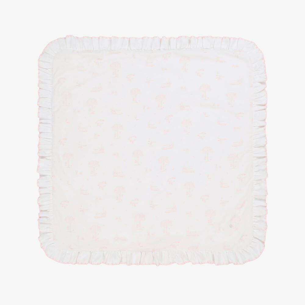 Patachou-Baby Girls Ivory & Pink Cotton Padded Blanket (80cm) | Childrensalon Outlet
