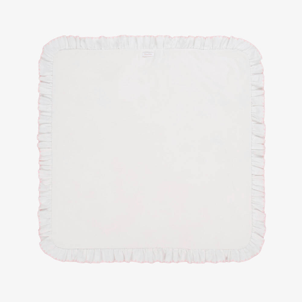 Patachou-Baby Girls Ivory & Pink Cotton Padded Blanket (80cm) | Childrensalon Outlet