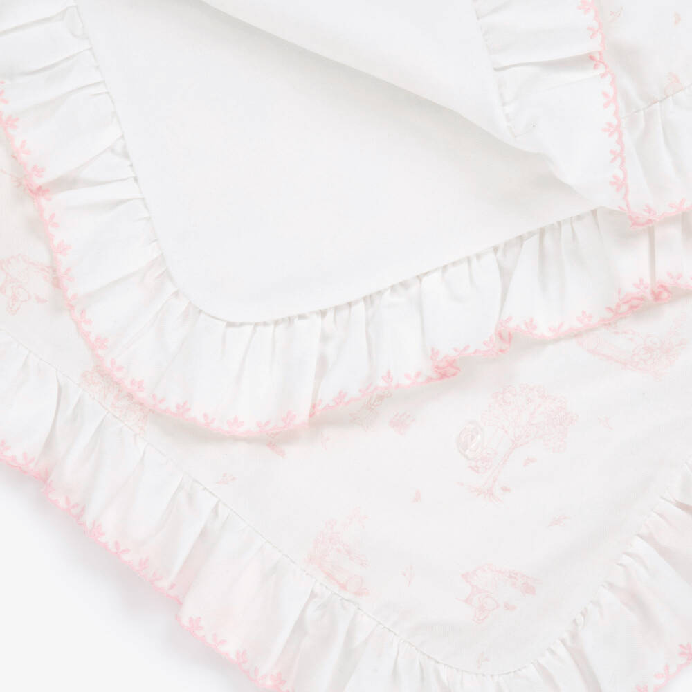 Patachou-Baby Girls Ivory & Pink Cotton Padded Blanket (80cm) | Childrensalon Outlet