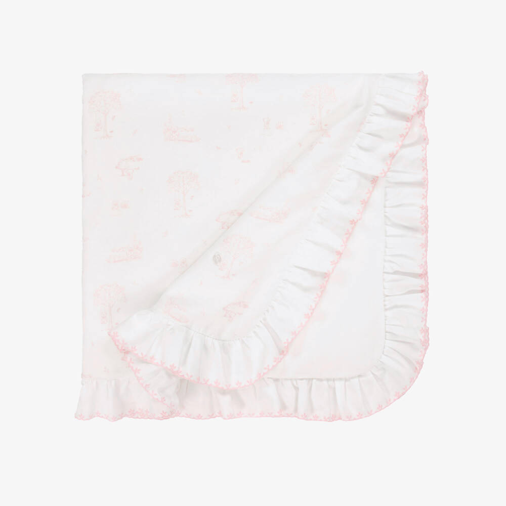 Patachou-Baby Girls Ivory & Pink Cotton Padded Blanket (80cm) | Childrensalon Outlet